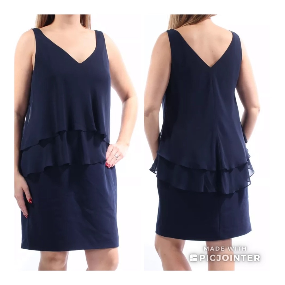 NWT Ralph Lauren Navy Blue Chiffon Ruffle Dress 2